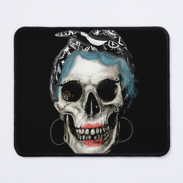 Item preview, Skull with Scarf and Hoop Earrings designed and sold by CrazyPopSkull.