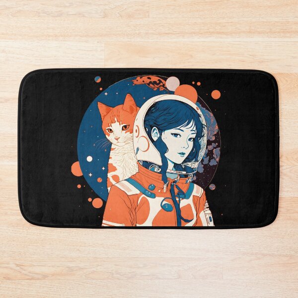 Item preview, Cat & Girl in Space Fantastic Retro 70s Cat Lover designed and sold by SecretDicer.