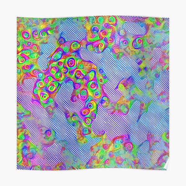 A close up of a person holding a colorful umbrella Poster