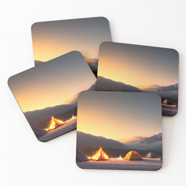 Item preview, Camping Nightmare: Burning Tents and Shadowy Figures designed and sold by D3monic.