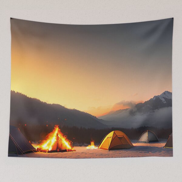 Item preview, Camping Nightmare: Burning Tents and Shadowy Figures designed and sold by D3monic.