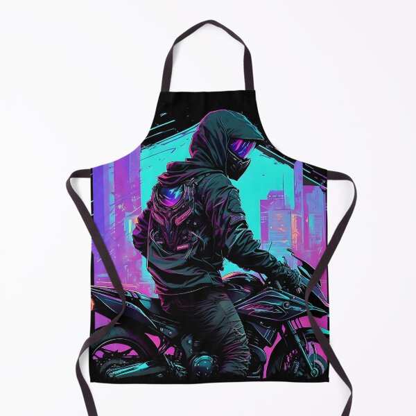 Item preview, Motorcycle with bikers in front of a city backdrop, cyberpunk look designed and sold by togetherShirts.