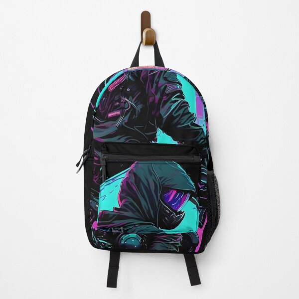 Item preview, Motorcycle with bikers in front of a city backdrop, cyberpunk look designed and sold by togetherShirts.