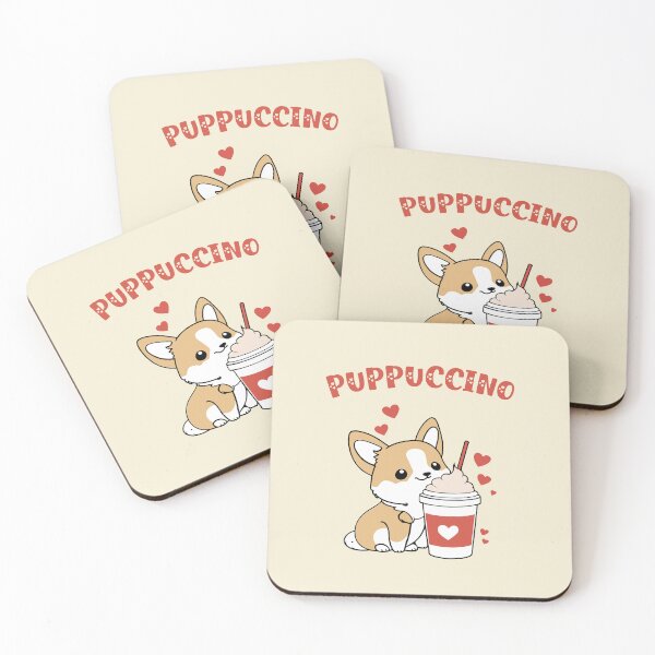 Item preview, Cute puppy drinking coffee puppucino designed and sold by CottonHouse.