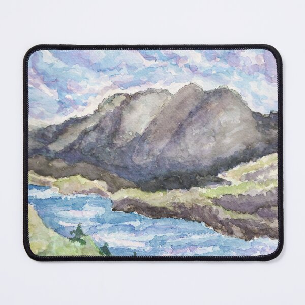 Item preview, Watercolour landscape Mountains & River designed and sold by BirdsNatureArt.