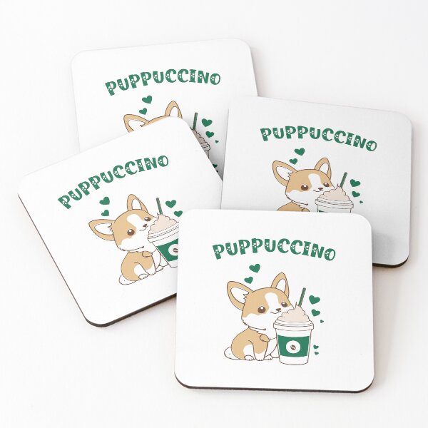Item preview, Cute puppy drinking coffee puppucino designed and sold by CottonHouse.