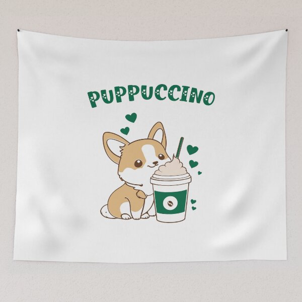 Item preview, Cute puppy drinking coffee puppucino designed and sold by CottonHouse.