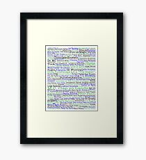 Psych tv show poster, nicknames, Burton Guster Framed Print