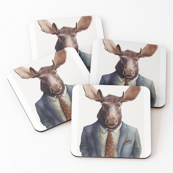 Item preview, Moose in Suit Watercolor Hipster Animal Retro Costume designed and sold by FunnyGiftIdeas.