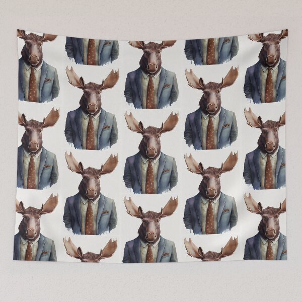Item preview, Moose in Suit Watercolor Hipster Animal Retro Costume designed and sold by FunnyGiftIdeas.
