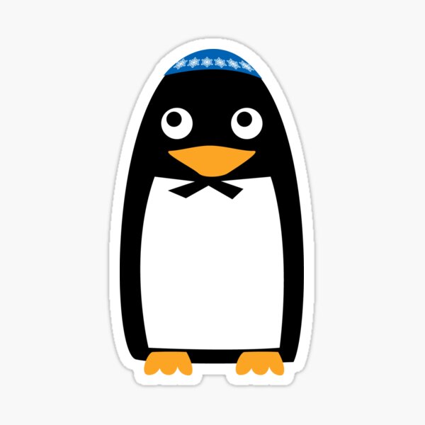 Happy Hanukkah Jewish Penguin Yarmulke Sticker