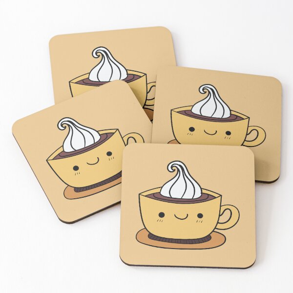 Item preview, adorable coffee cup illustration with a cute smiling face and whipped cream topping designed and sold by Graciaisgrace.