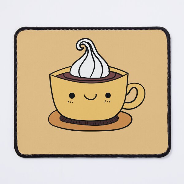 Item preview, adorable coffee cup illustration with a cute smiling face and whipped cream topping designed and sold by Graciaisgrace.