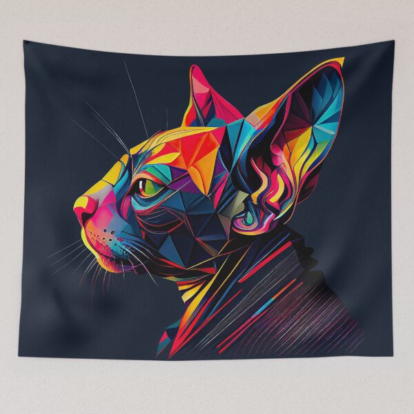 Item preview, Abstract Sphynx Cat Portrait designed and sold by beardsandcats.