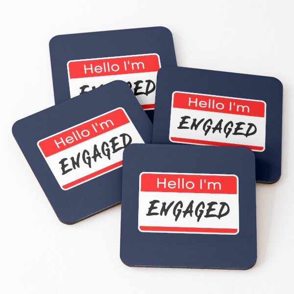 Item preview, Hello I'm Engaged name tag designed and sold by ZingAndPep.