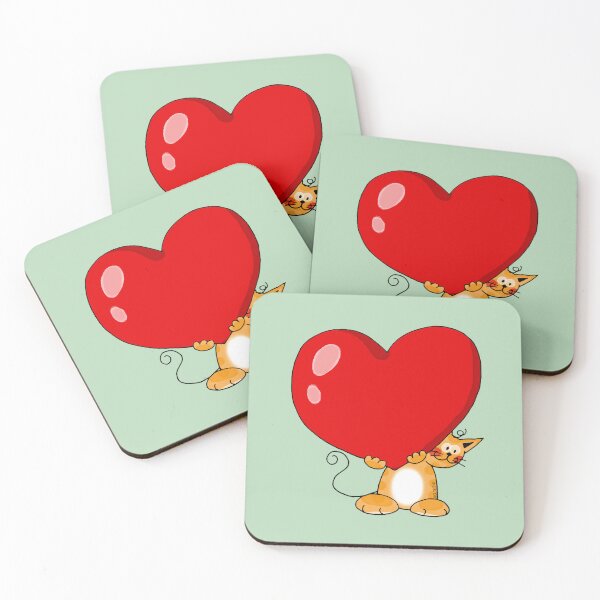 Item preview, orange cat holding a red heart designed and sold by CuteCartoon.