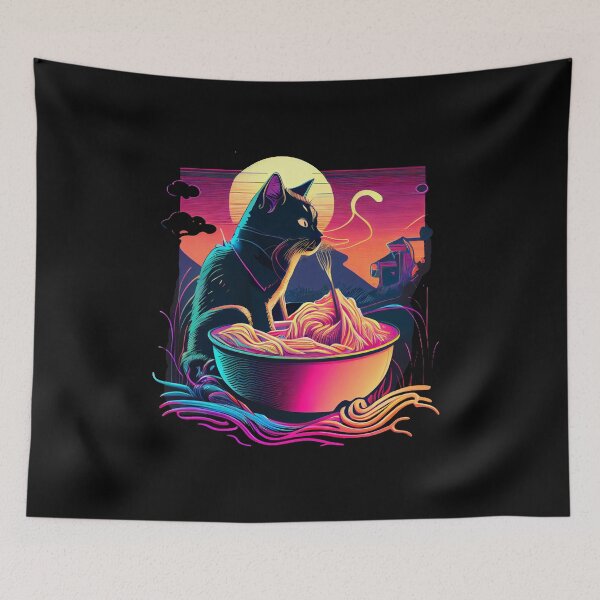 Item preview, Cat Ramen Synthwave designed and sold by pedrogag.