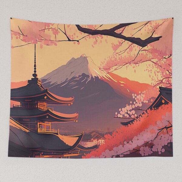 Item preview, Japanese Mountain at Sunrise - Ukiyo-e style designed and sold by Sakashi-Canvas.