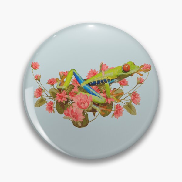 Item preview, Red Eyed Tree Frog And Beautiful Decorative Lilly Flowers designed and sold by TrulyEpoque.