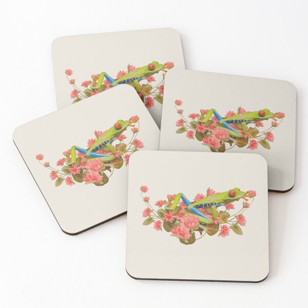 Item preview, Red Eyed Tree Frog And Beautiful Decorative Lilly Flowers designed and sold by TrulyEpoque.