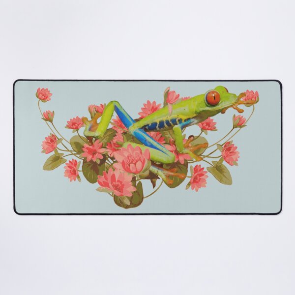Item preview, Red Eyed Tree Frog And Beautiful Decorative Lilly Flowers designed and sold by TrulyEpoque.