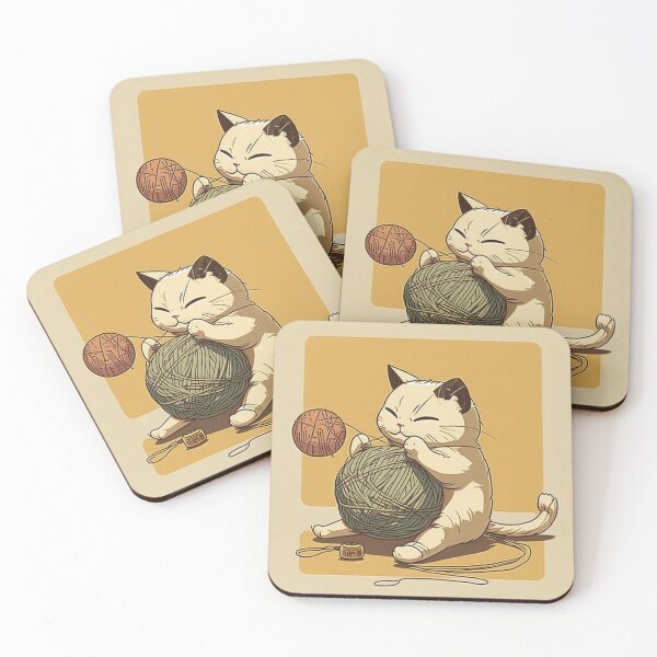 Item preview, Cute anime cat playing with a ball of string designed and sold by RESToRAPTOR.