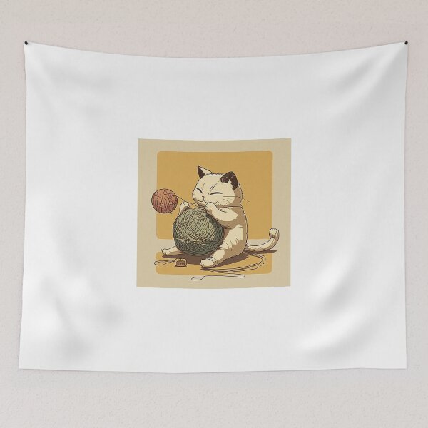Item preview, Cute anime cat playing with a ball of string designed and sold by RESToRAPTOR.