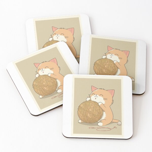 Item preview, Cute anime cat playing with a ball of string designed and sold by RESToRAPTOR.