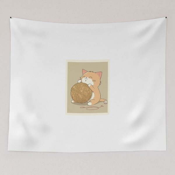 Item preview, Cute anime cat playing with a ball of string designed and sold by RESToRAPTOR.