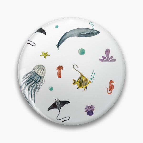 Item preview, Whale jellyfish fish coral sea pattern watercolor designed and sold by Yana Mustafina | Boho Soulful Designs.