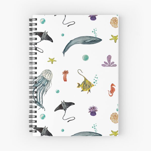 Item preview, Whale jellyfish fish coral sea pattern watercolor designed and sold by Yana Mustafina | Boho Soulful Designs.