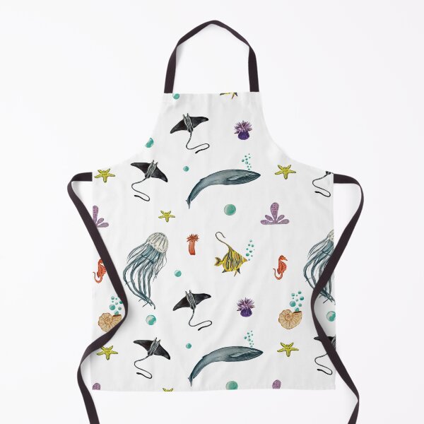 Item preview, Whale jellyfish fish coral sea pattern watercolor designed and sold by Yana Mustafina | Boho Soulful Designs.