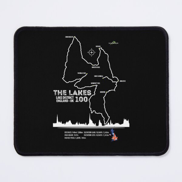 Item preview, The Lakes 100, Lake District National Park England Car, Bike, Motorcycle Trail Map Sticker T-shirt 02 designed and sold by OuterShellUK.