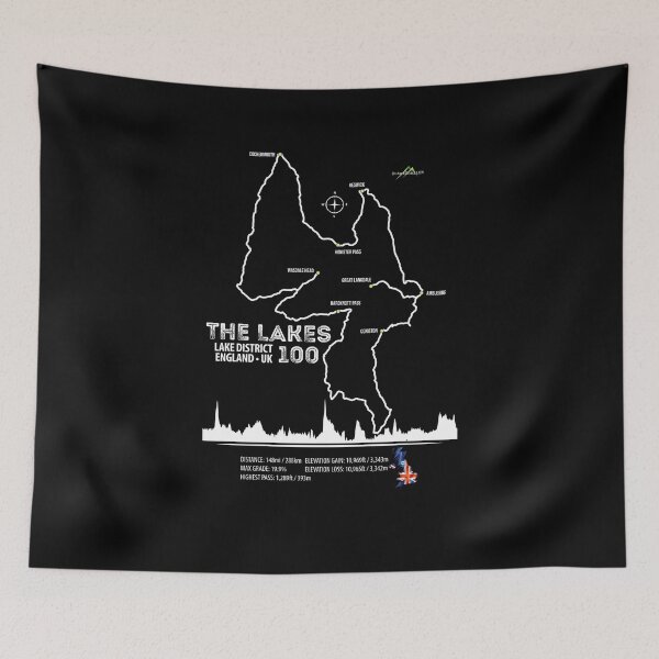 Item preview, The Lakes 100, Lake District National Park England Car, Bike, Motorcycle Trail Map Sticker T-shirt 02 designed and sold by OuterShellUK.