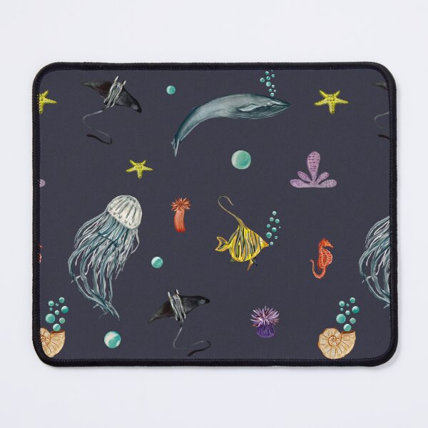 Item preview, Whale jellyfish fish coral sea pattern watercolort violet designed and sold by Yana Mustafina | Boho Soulful Designs.