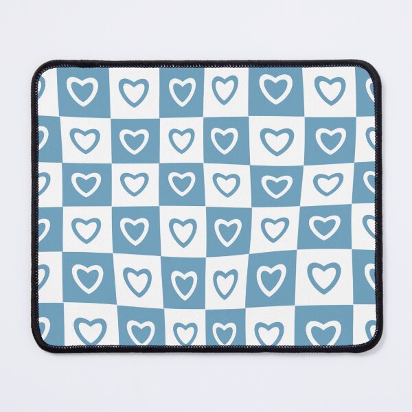 Item preview, Cyan White Hearts Checkered Pattern designed and sold by Patternawy.