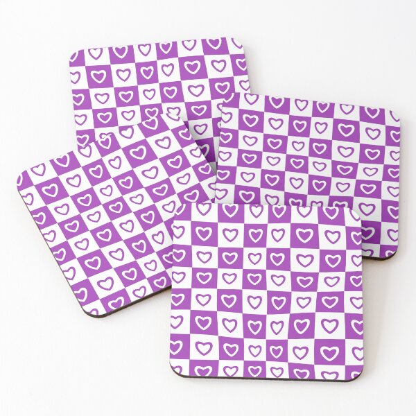 Item preview, Purple White Hearts Checkered Pattern designed and sold by Patternawy.