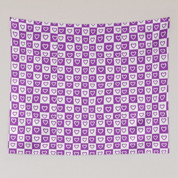 Item preview, Purple White Hearts Checkered Pattern designed and sold by Patternawy.