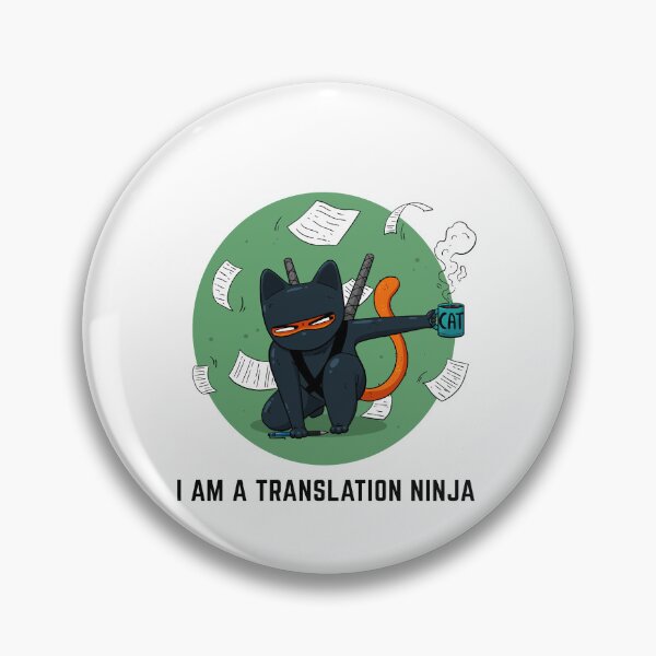 Item preview, Green Ninija cat with a cup of coffee "I am a translation ninja" designed and sold by marcinkucharski.