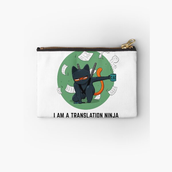 Item preview, Green Ninija cat with a cup of coffee "I am a translation ninja" designed and sold by marcinkucharski.