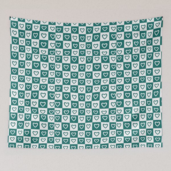 Item preview, Blue White Hearts Checkered Pattern designed and sold by Patternawy.