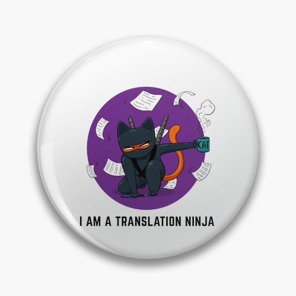 Item preview, Purple Ninija cat with a cup of coffee "I am a translation ninja" designed and sold by marcinkucharski.
