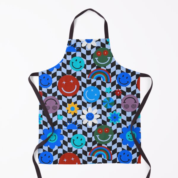 Item preview, Smiley Face Flower Blue Rainbow Checkered Pattern designed and sold by Patternawy.