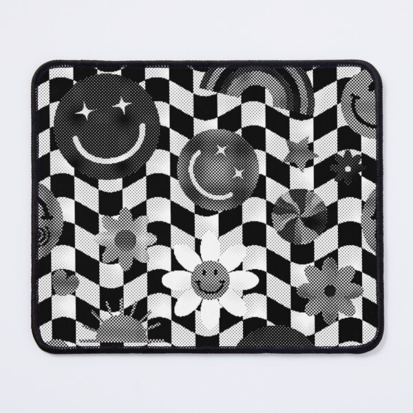 Item preview, Black White Smiley Face Flower Rainbow Checkered Pattern designed and sold by Patternawy.