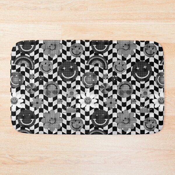 Item preview, Black White Smiley Face Flower Rainbow Checkered Pattern designed and sold by Patternawy.