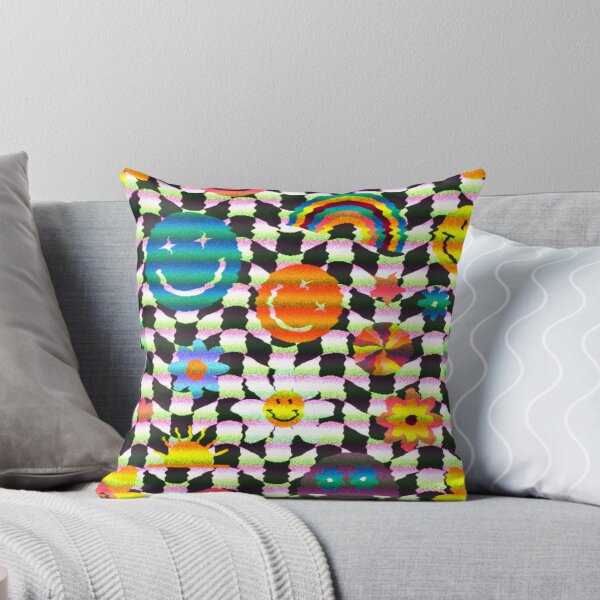Item preview, Colorful Smiley Face Flower Rainbow Checkered Pattern designed and sold by Patternawy.