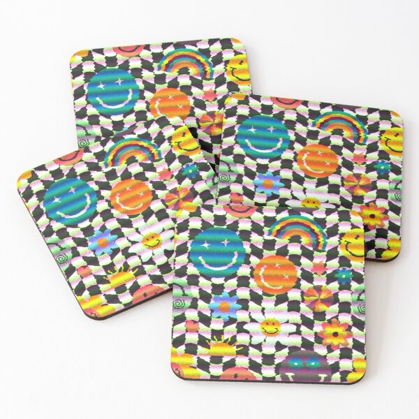 Item preview, Colorful Smiley Face Flower Rainbow Checkered Pattern designed and sold by Patternawy.