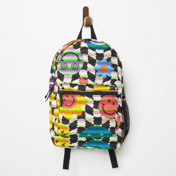 Item preview, Colorful Smiley Face Flower Rainbow Checkered Pattern designed and sold by Patternawy.
