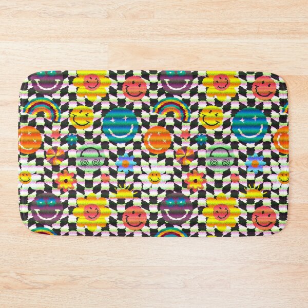 Item preview, Colorful Smiley Face Flower Rainbow Checkered Pattern designed and sold by Patternawy.