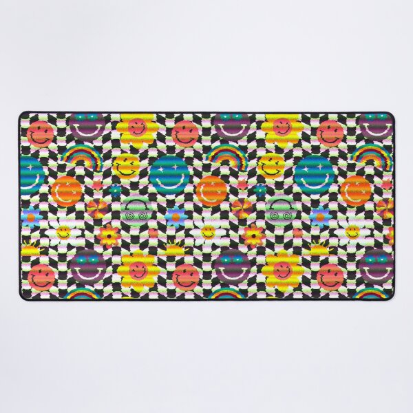 Item preview, Colorful Smiley Face Flower Rainbow Checkered Pattern designed and sold by Patternawy.